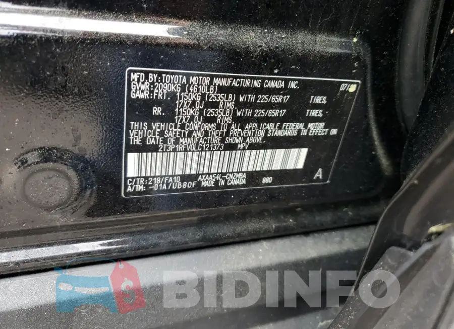 2T3P1RFV0LC121373 Photo# 13