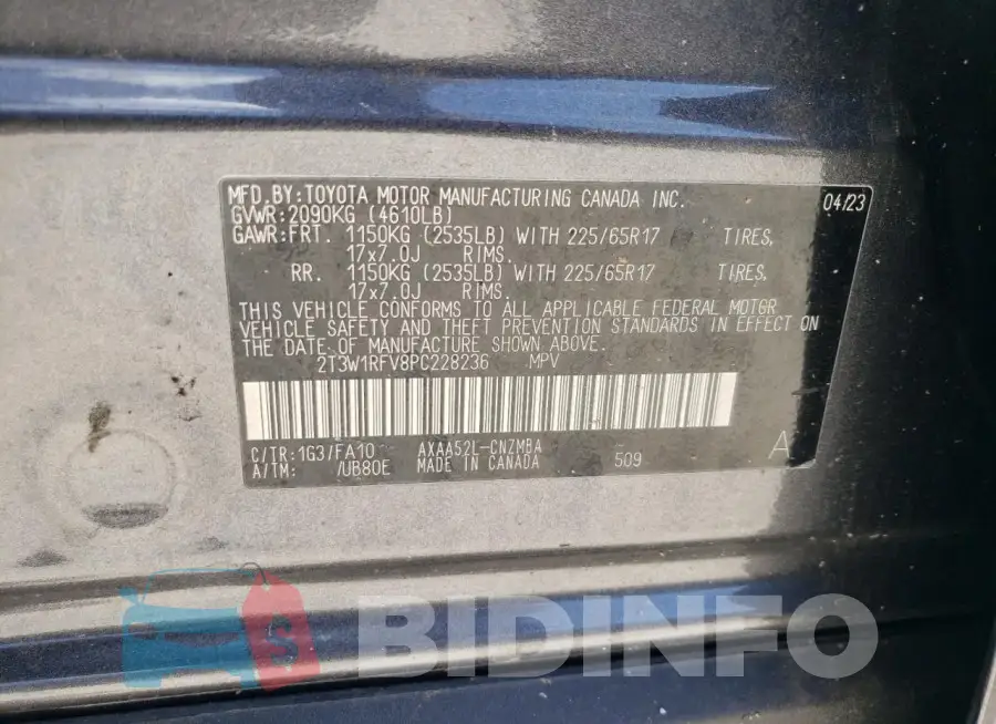 2T3W1RFV8PC228236 Photo# 13