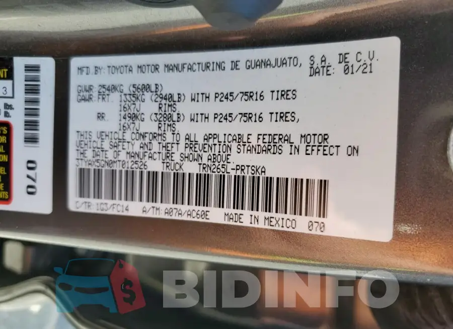 3TYAX5GN0MT012526 Photo# 12