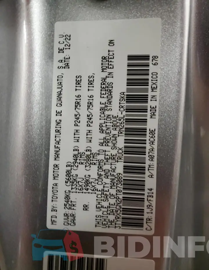 3TYRX5GN2PT073089 Photo# 13