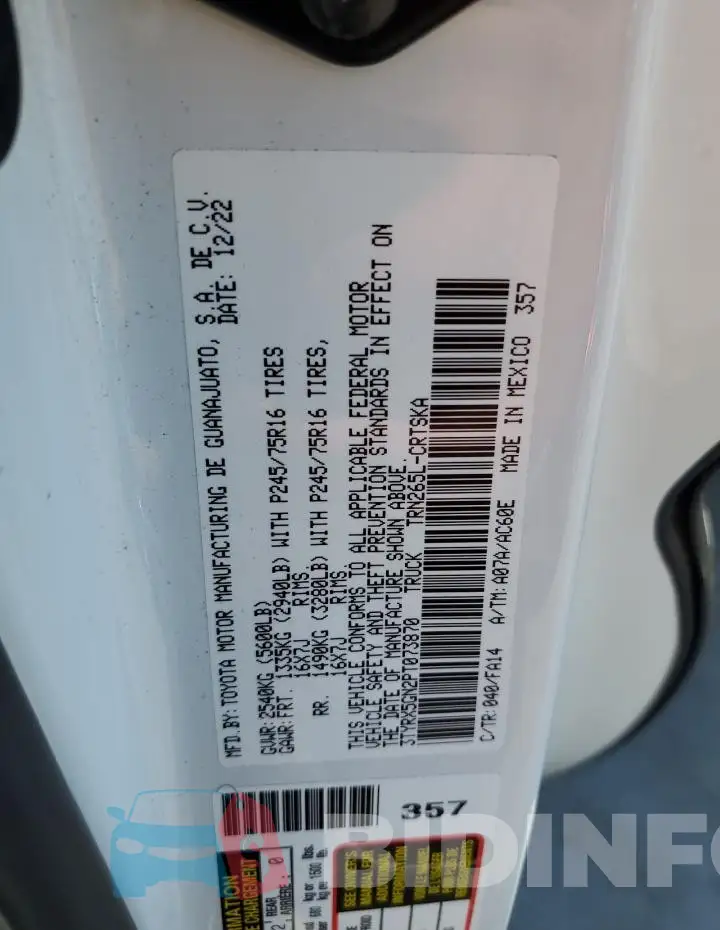 3TYRX5GN2PT073870 Photo# 13