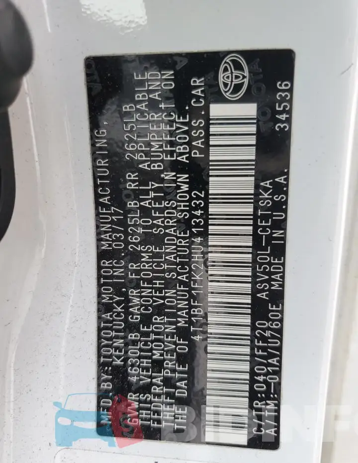 4T1BF1FK2HU413432 Photo# 13