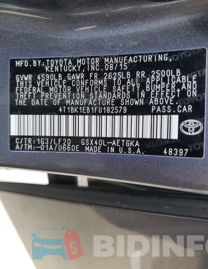 4T1BK1EB1FU182579 Photo# 12
