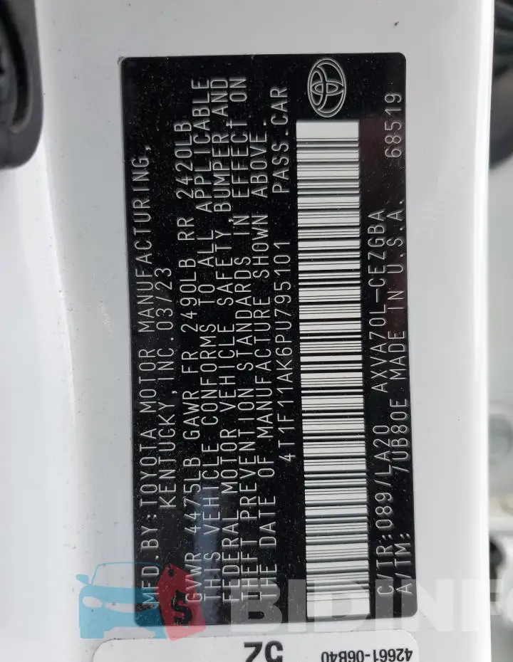 4T1F11AK6PU795101 Photo# 13