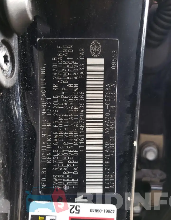 4T1G11AK7MU439966 Photo# 13