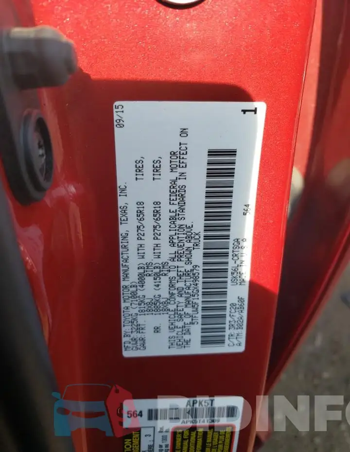 5TFUW5F15GX498579 Photo# 12