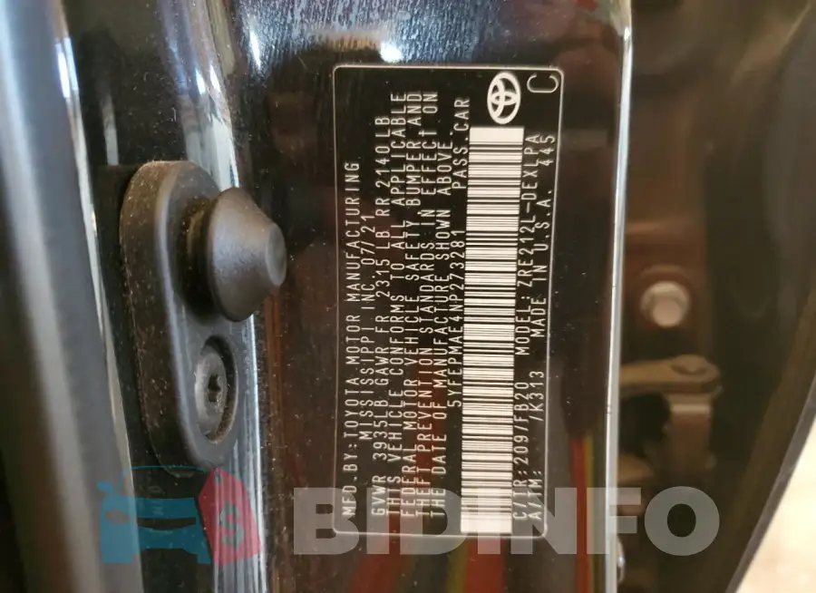 5YFEPMAE4NP273281 Photo# 13