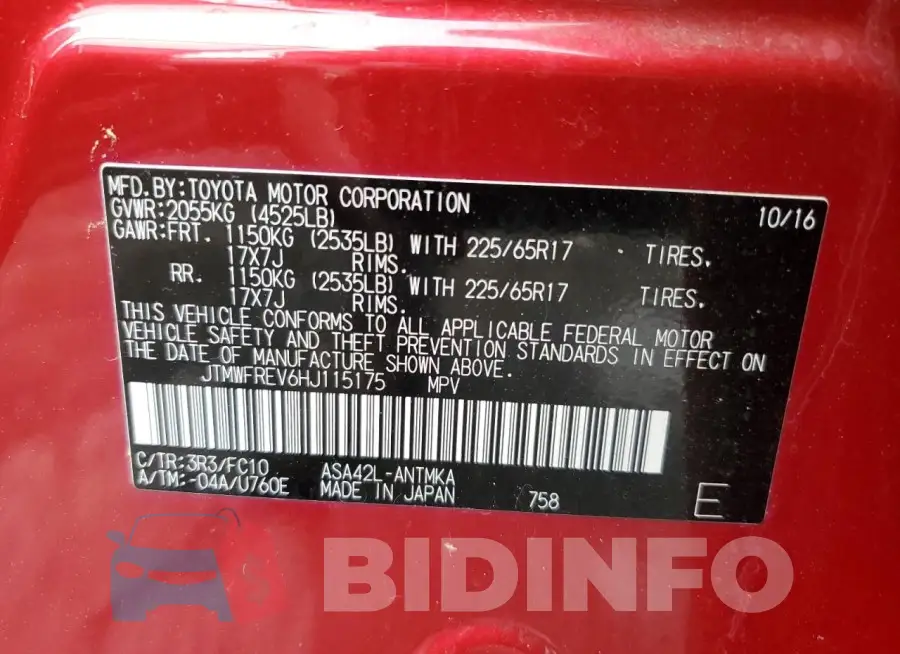 JTMWFREV6HJ115175 Photo# 14