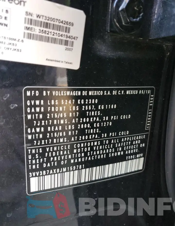 3VV3B7AX8JM159781 Photo# 12