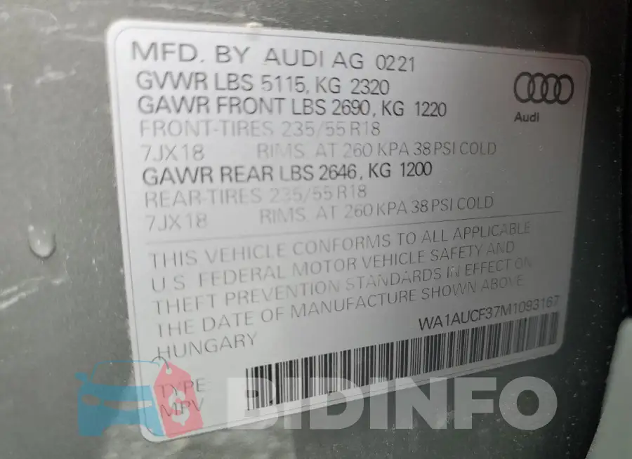 WA1AUCF37M1093167 Photo# 13