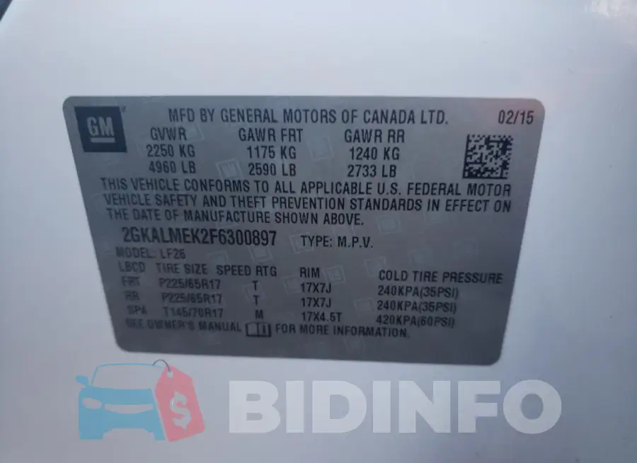 2GKALMEK2F6300897 Photo# 12