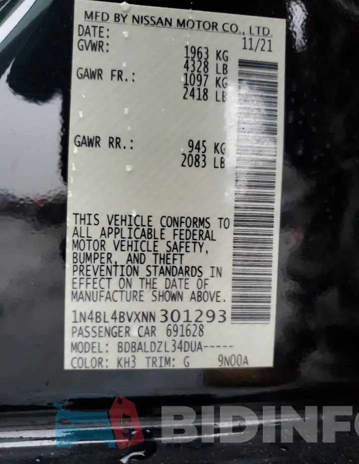 1N4BL4BVXNN301293 Photo# 12