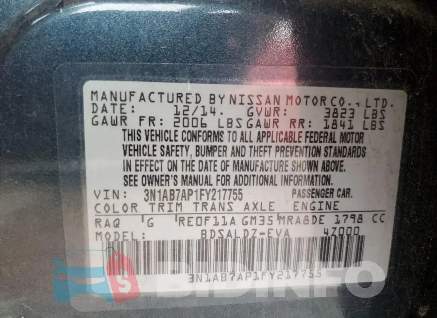 3N1AB7AP1FY217755 Photo# 13