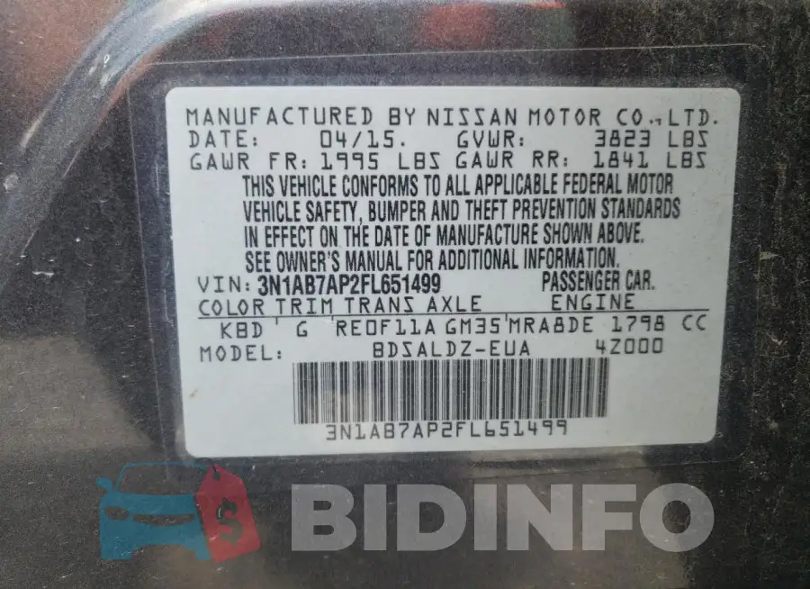 3N1AB7AP2FL651499 Photo# 13