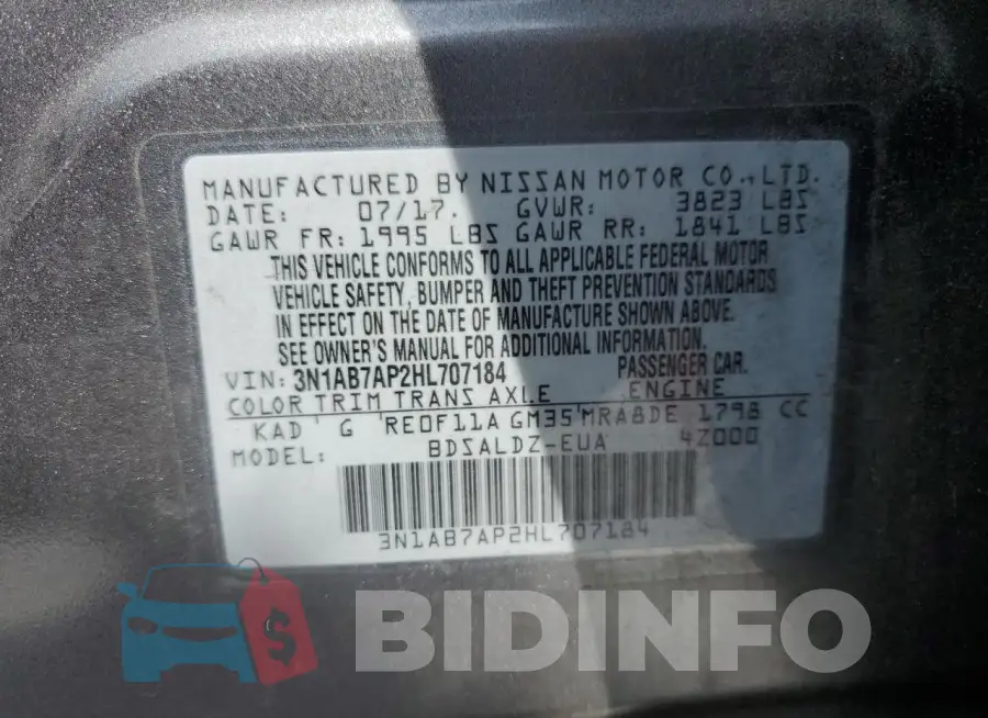 3N1AB7AP2HL707184 Photo# 12