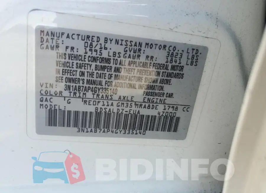 3N1AB7AP4GY335140 Photo# 12