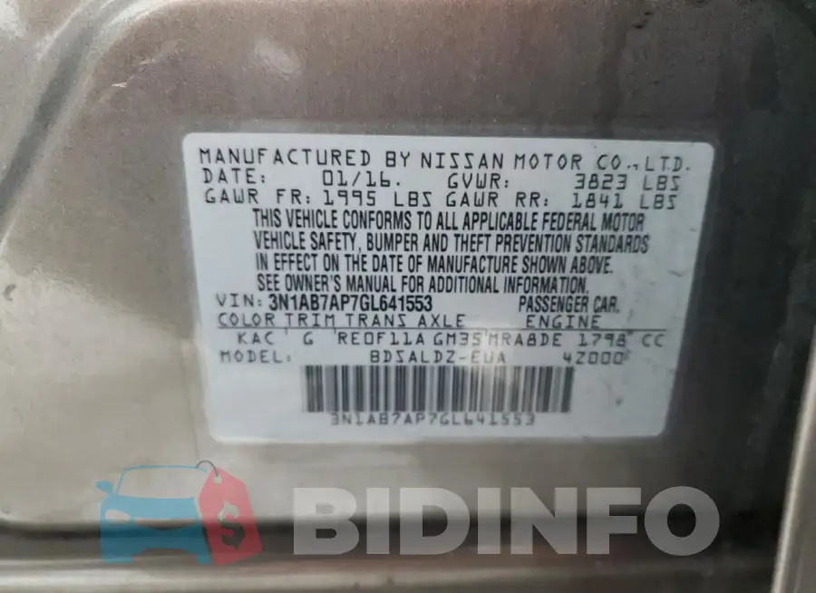 3N1AB7AP7GL641553 Photo# 13