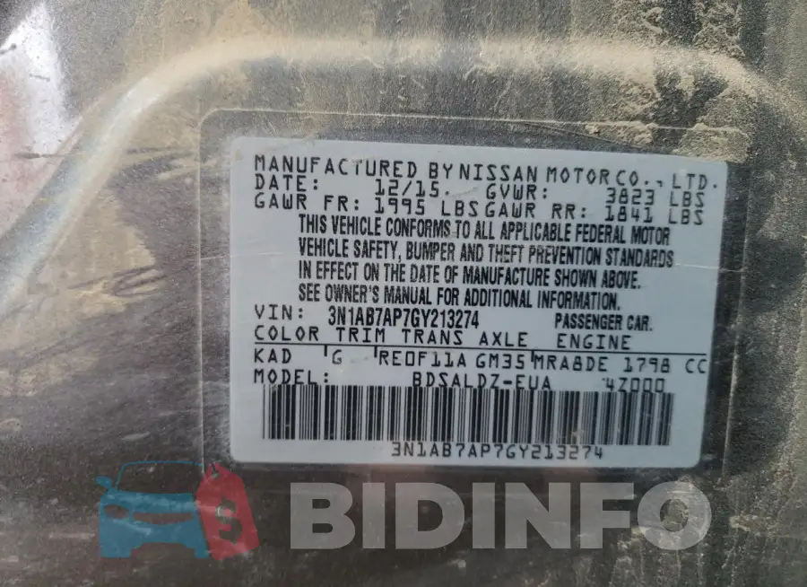 3N1AB7AP7GY213274 Photo# 12