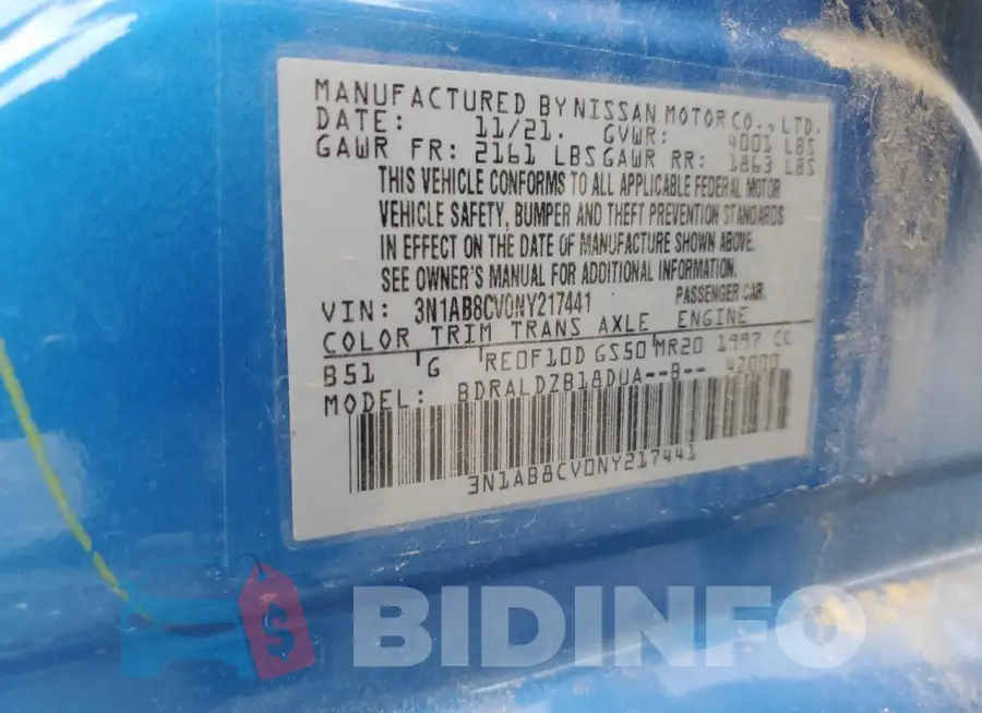 3N1AB8CV0NY217441 Photo# 13