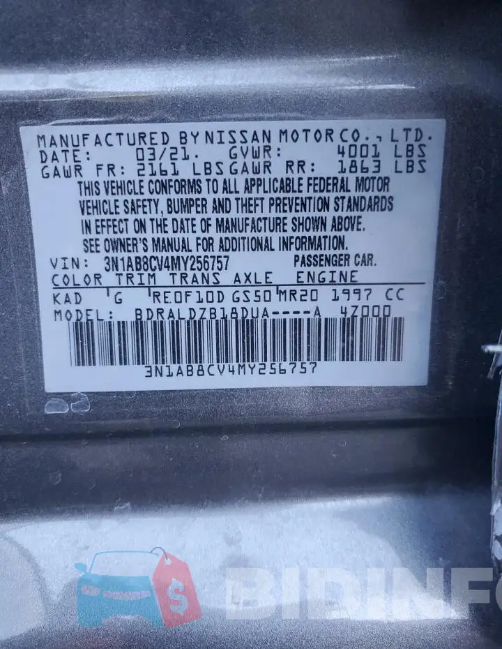 3N1AB8CV4MY256757 Photo# 12