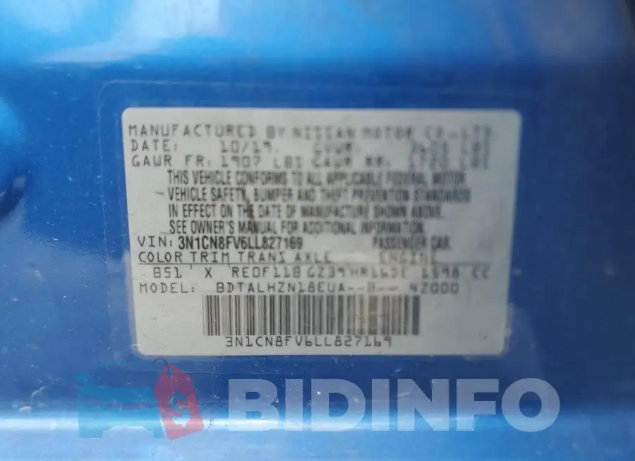 3N1CN8FV6LL827169 Photo# 13
