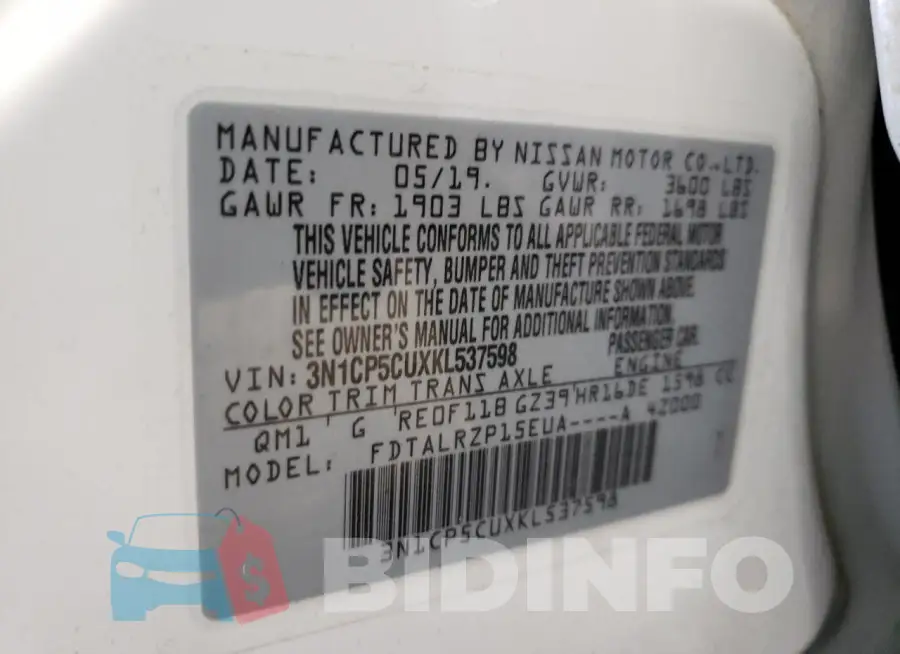 3N1CP5CUXKL537598 Photo# 12