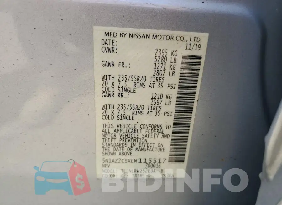 5N1AZ2CSXLN115517 Photo# 13