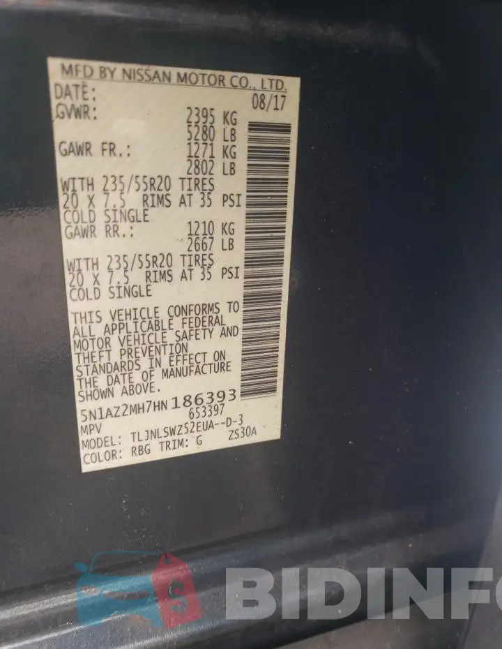 5N1AZ2MH7HN186393 Photo# 12