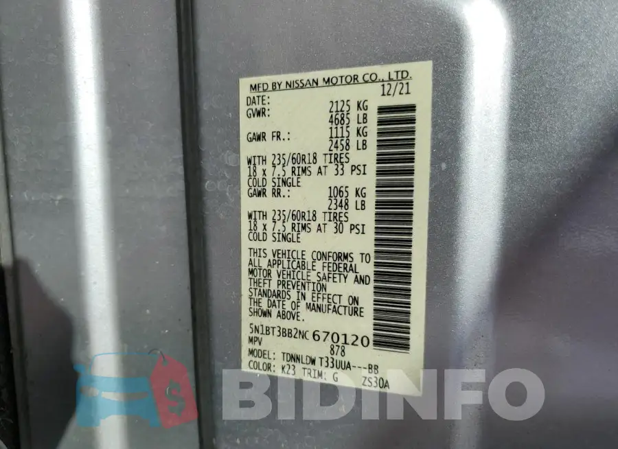 5N1BT3BB2NC670120 Photo# 12