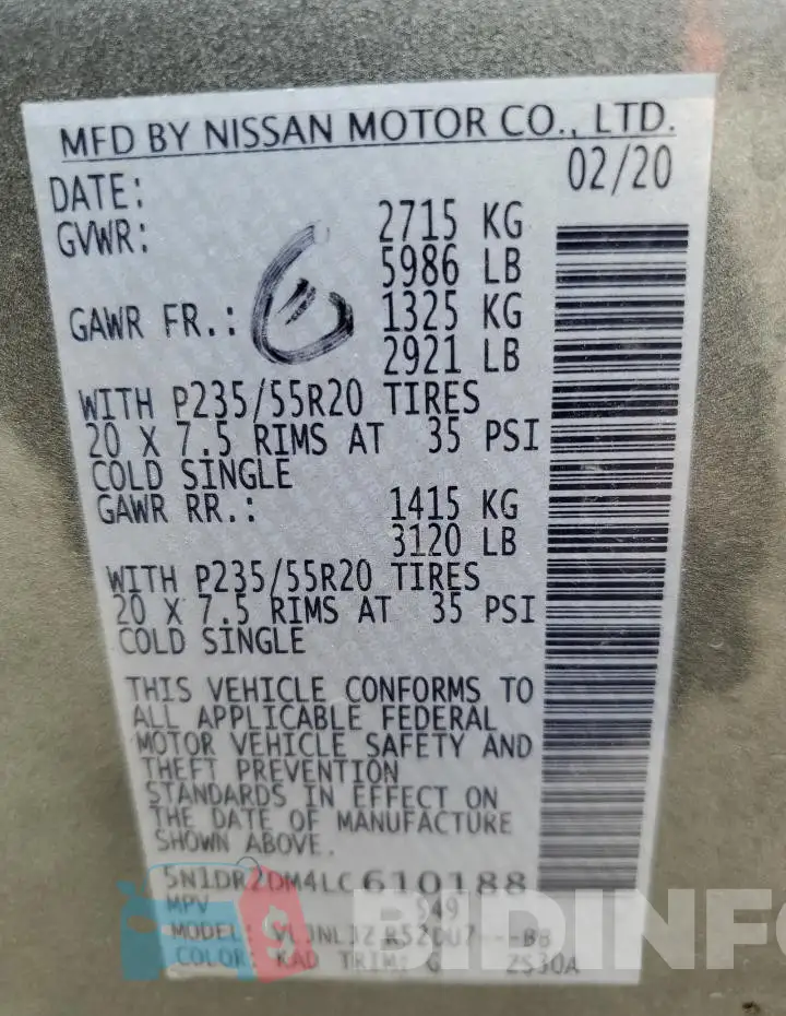 5N1DR2DM4LC610188 Photo# 14