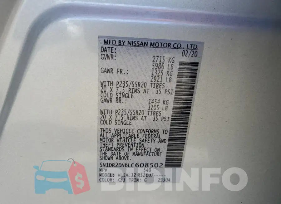 5N1DR2DN6LC608502 Photo# 13