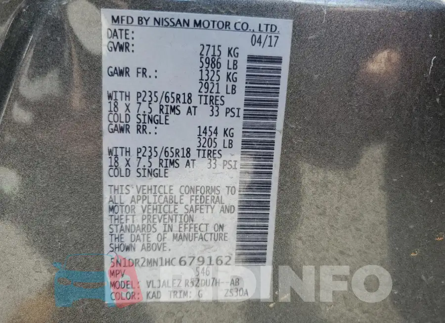5N1DR2MN1HC679162 Photo# 14