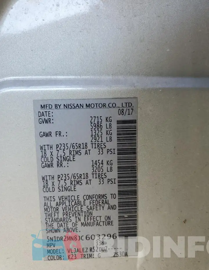 5N1DR2MN8JC603296 Photo# 14