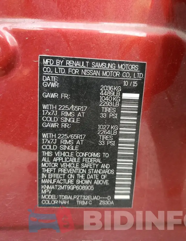 KNMAT2MT9GP608905 Photo# 12