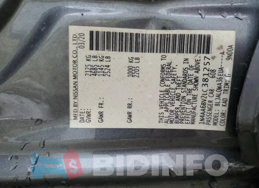 XN4AA6BV2LC381257 Photo# 12