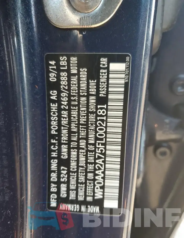 WP0AA2A75FL002181 Photo# 13