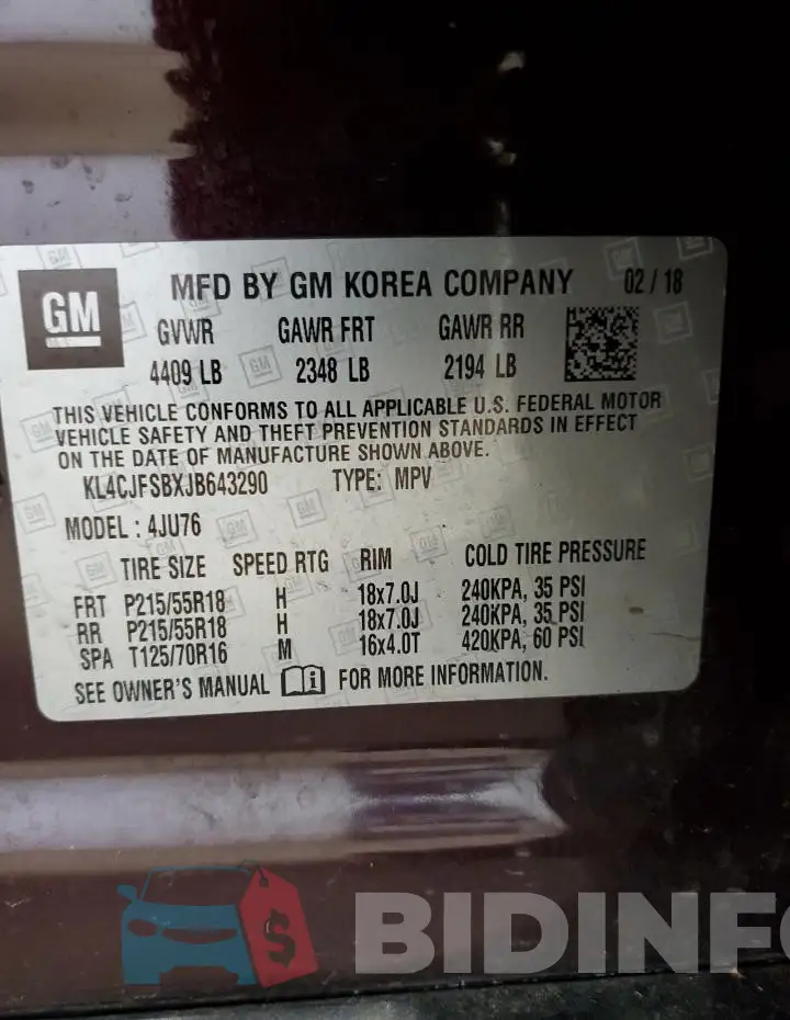 KL4CJFSBXJB643290 Photo# 13