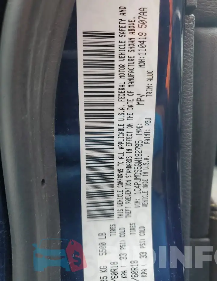 1C4PJMDS5GW192795 Photo# 13
