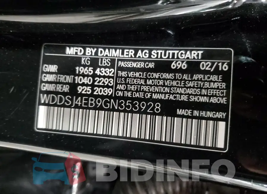 WDDSJ4EB9GN353928 Photo# 12