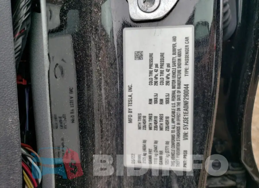 5YJ3E1EA0NF290044 Photo# 12