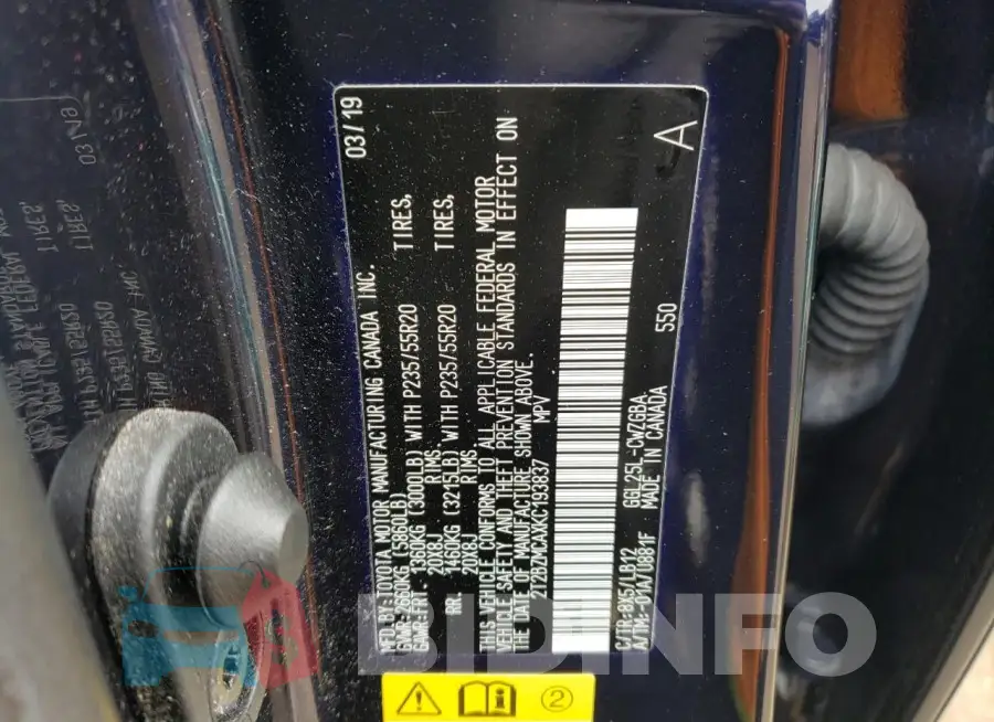 2T2BZMCAXKC193837 Photo# 13