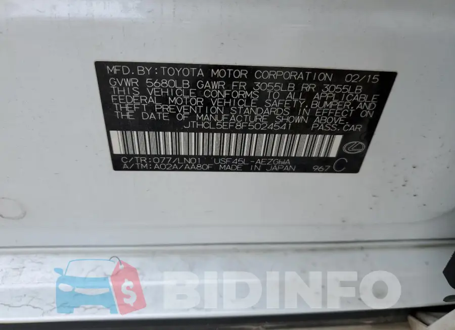 JTHCL5EF8F5024541 Photo# 12