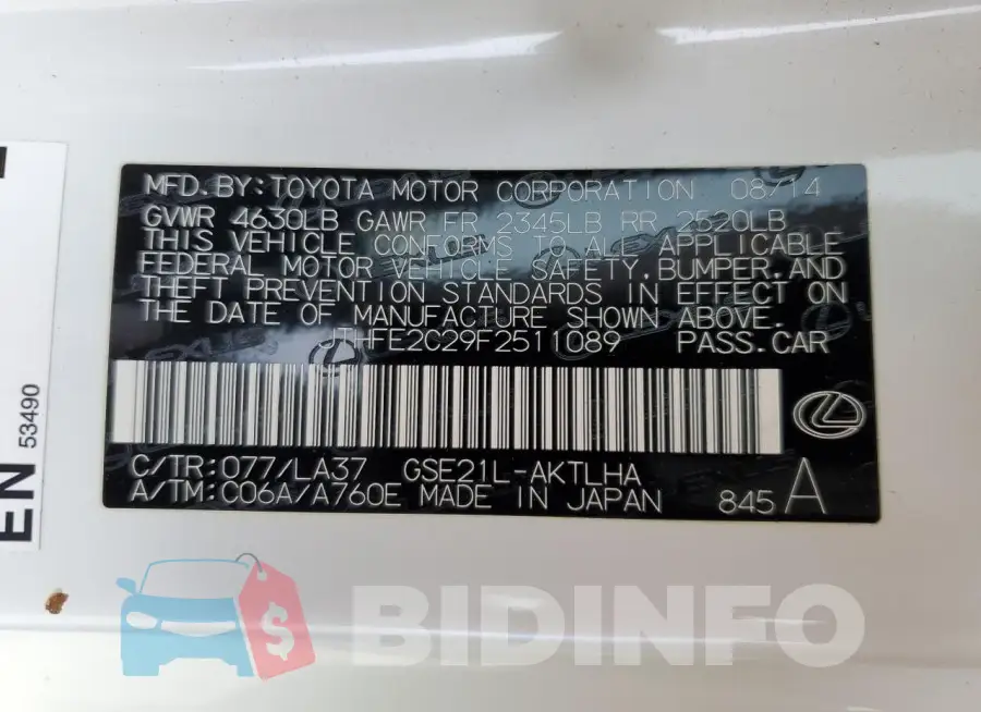 JTHFE2C29F2511089 Photo# 12