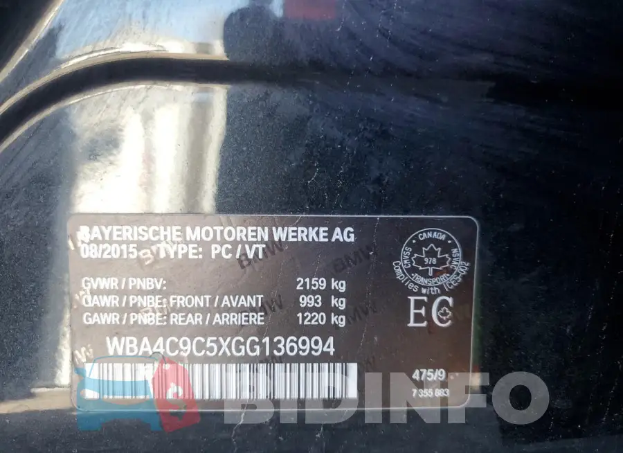 WBA4C9C5XGG136994 Photo# 12