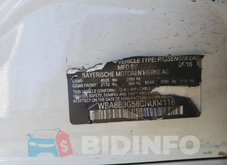 WBA8E3G58GNU04116 Photo# 13