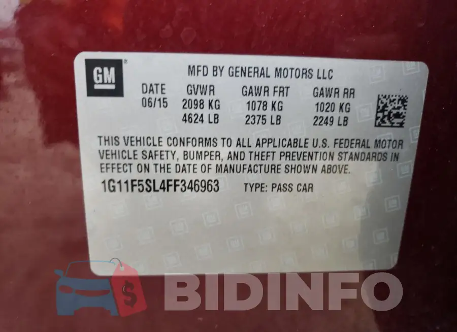 1G11F5SL4FF346963 Photo# 12