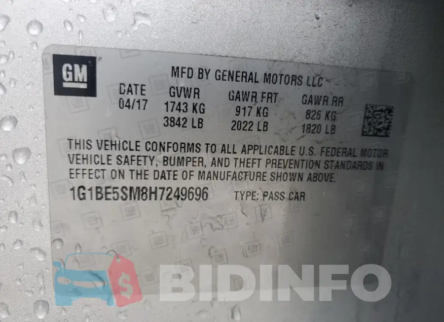 1G1BE5SM8H7249696 Photo# 12