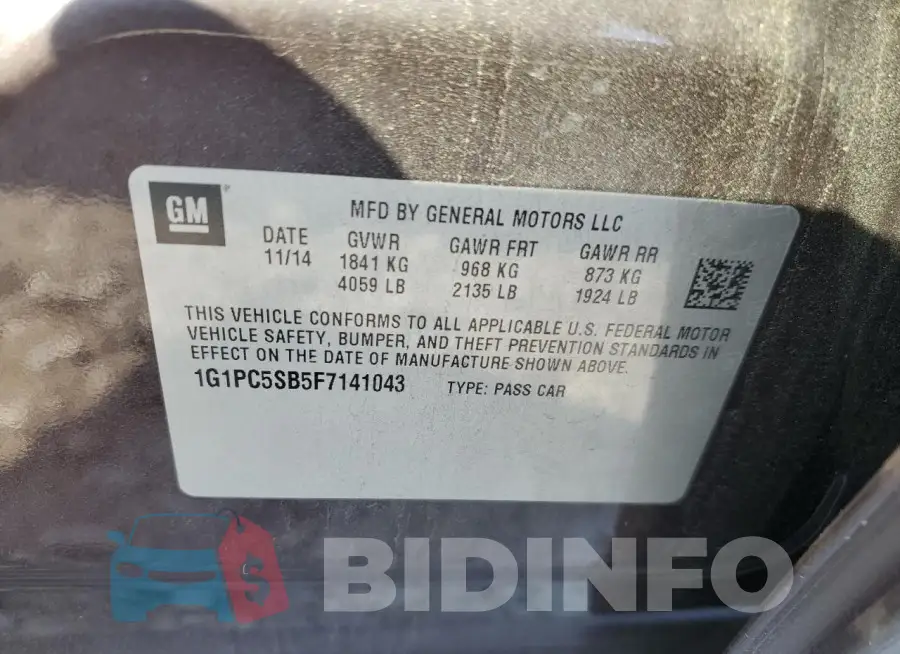 1G1PC5SB5F7141043 Photo# 12
