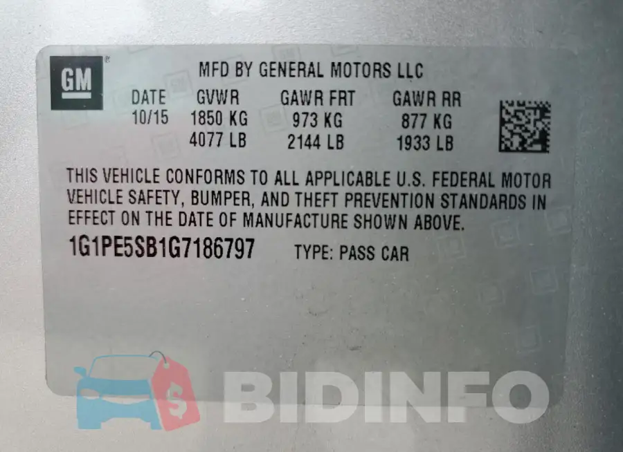 1G1PE5SB1G7186797 Photo# 12