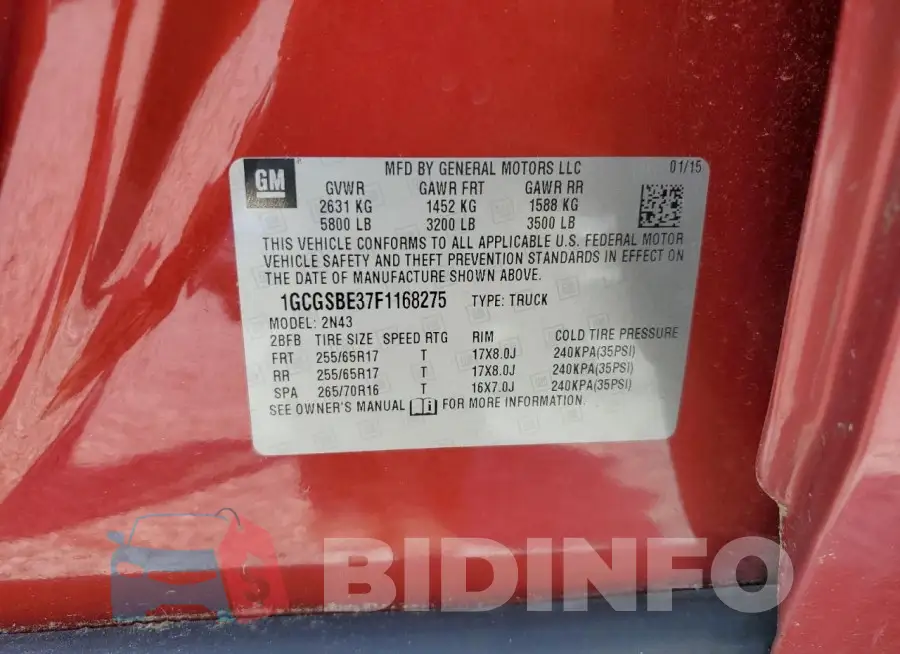 1GCGSBE37F1168275 Photo# 12